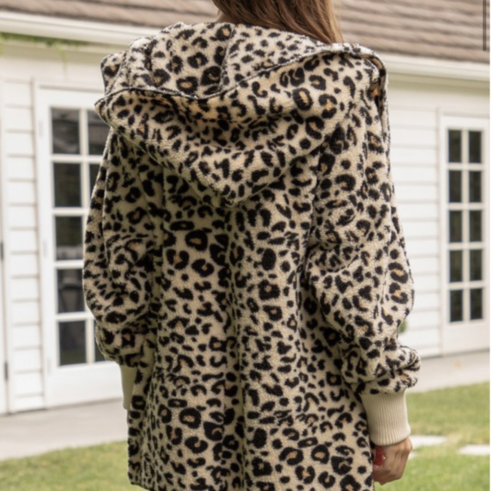 Faux Fur Sherpa Hoodie Jacket Coat Cardigan Camo - Picture 3 of 4